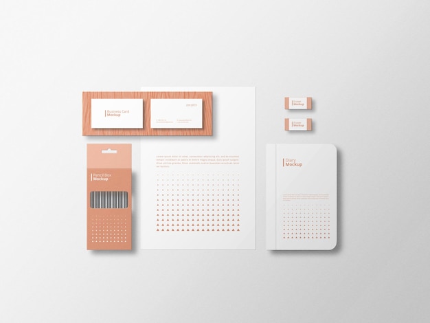 mockup stazionario minimalista con sfondo bianco