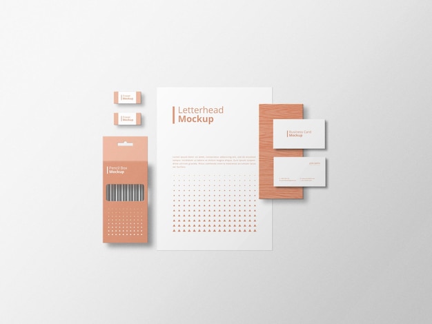 mockup stazionario minimalista con sfondo bianco