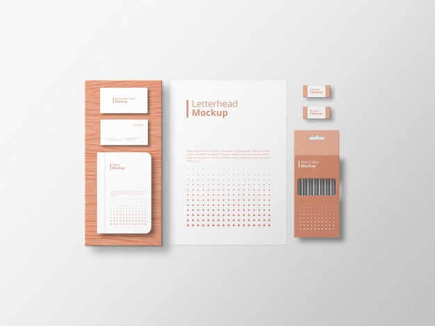 mockup stazionario minimalista con sfondo bianco