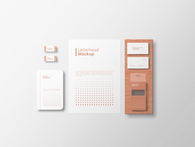 mockup stazionario minimalista con sfondo bianco