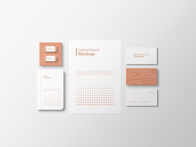 mockup stazionario minimalista con sfondo bianco
