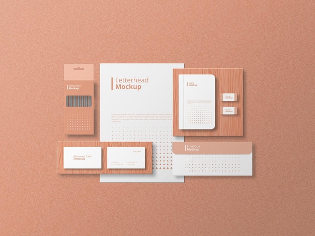 mockup stazionario minimalista con sfondo bianco