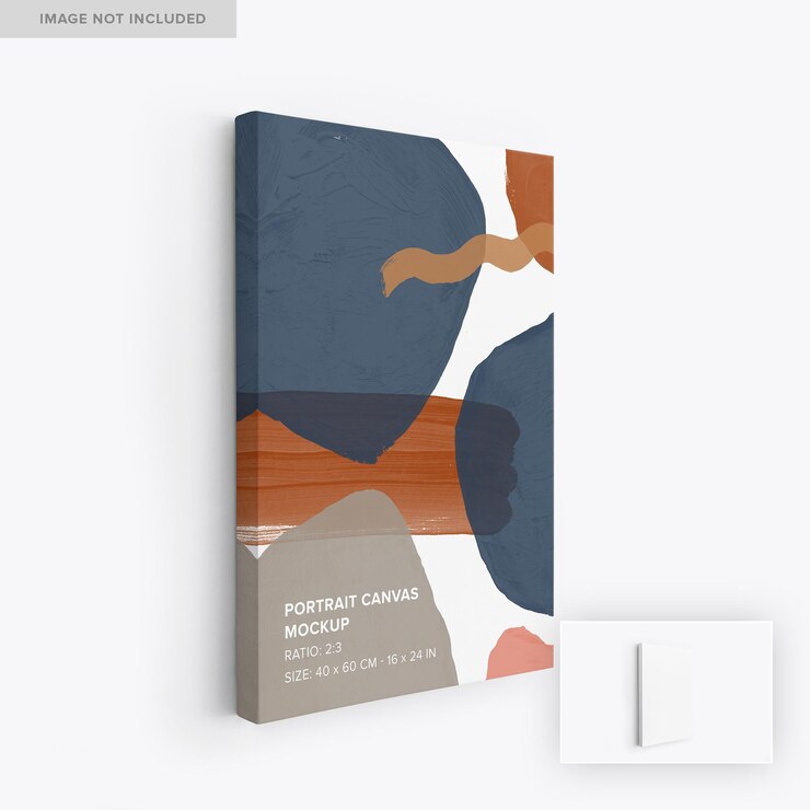 Mockup su tela con ritratto da appendere 2x3
