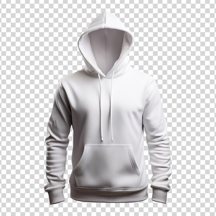 PSD mockup de sudadera blanca en blanco sobre un fondo transparente