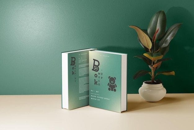 Mockup-Szene mit Hardcover-Buch