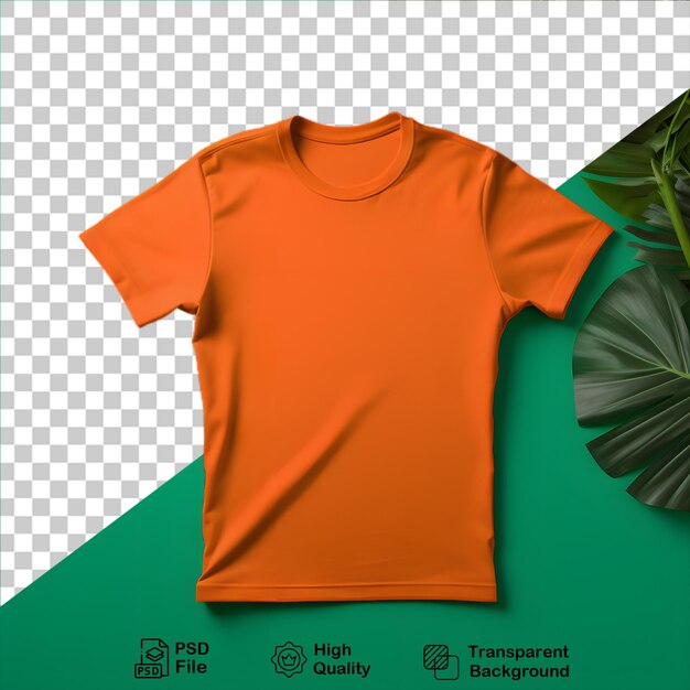 PSD mockup de t-shirt orange isolé sur fond transparent inclure un fichier png