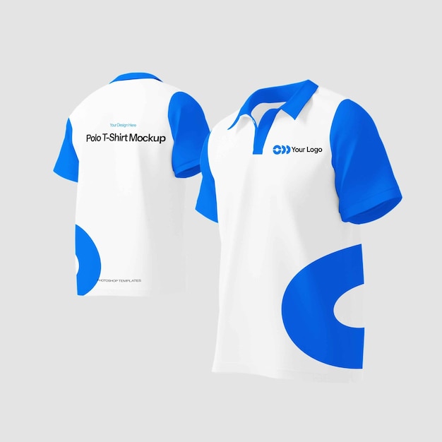 Mockup de T-shirt de polo à l'avant et à l'arrière