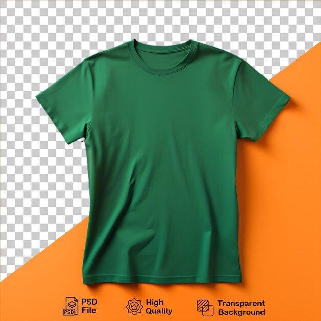 PSD mockup de t-shirt vert isolé sur fond transparent inclure un fichier png