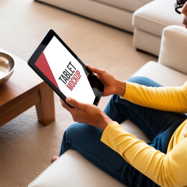 Mockup de tableta personalizable para interfaces de aplicaciones y marca
