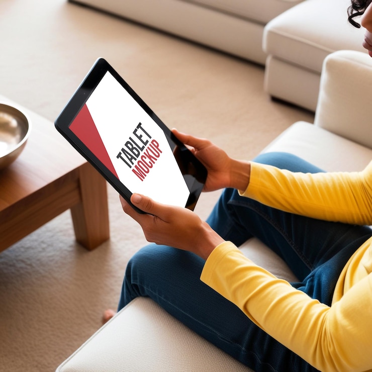 PSD mockup de tableta personalizable para interfaces de aplicaciones y marca