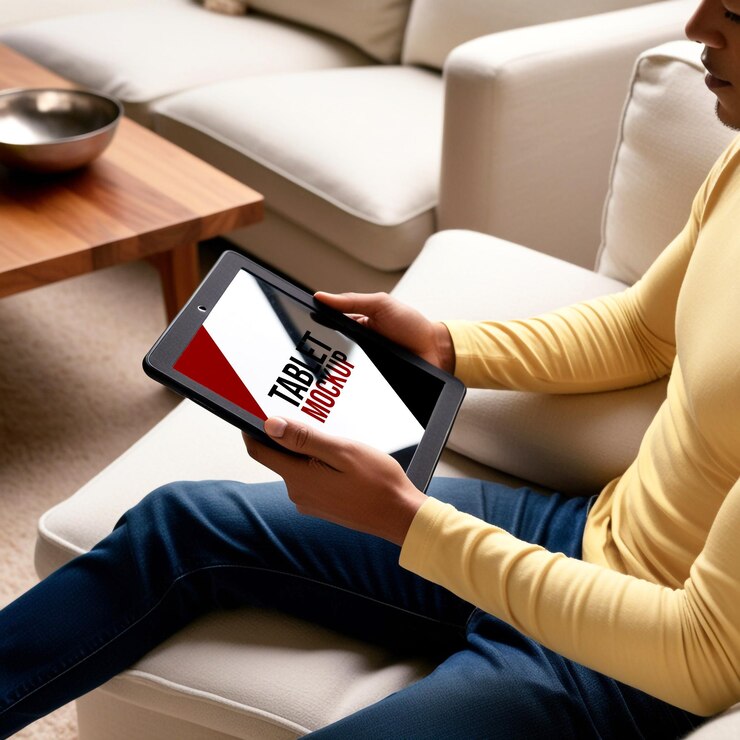 PSD mockup de tableta personalizable para interfaces de aplicaciones y marca