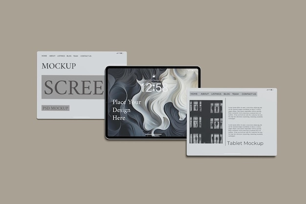 Mockup de tabletas y sitios web para la interfaz de usuario y la presentación de sitios web