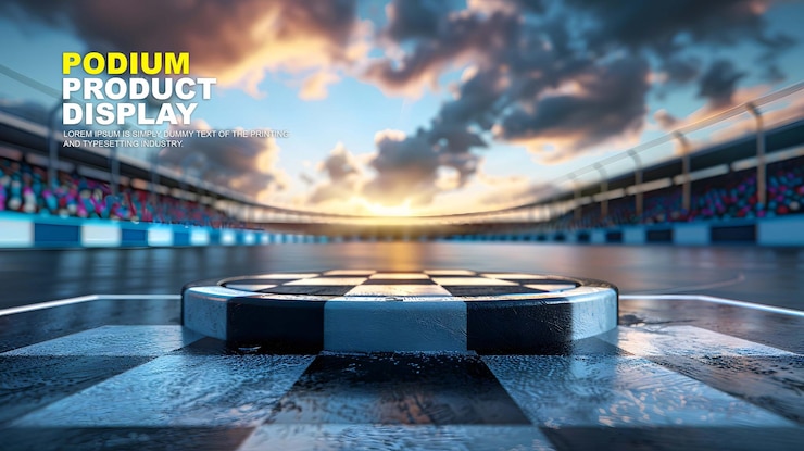 PSD mockup tampilan adegan podium panggung untuk podium presentasi produk untuk etalase tampilan produk