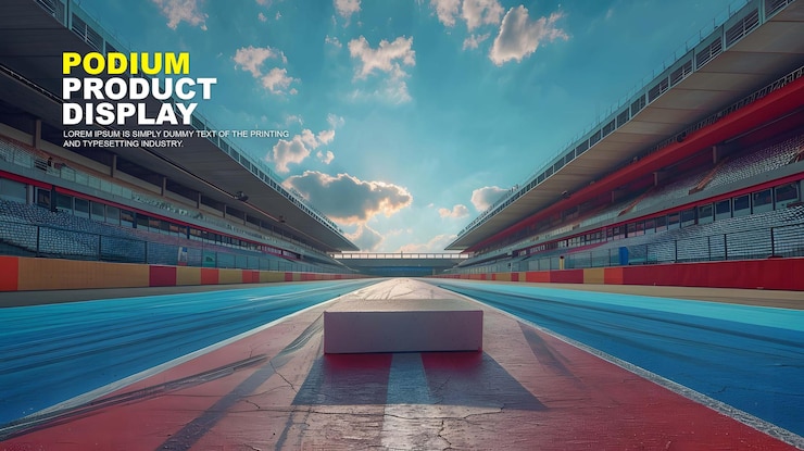 PSD mockup tampilan adegan podium panggung untuk podium presentasi produk untuk etalase tampilan produk