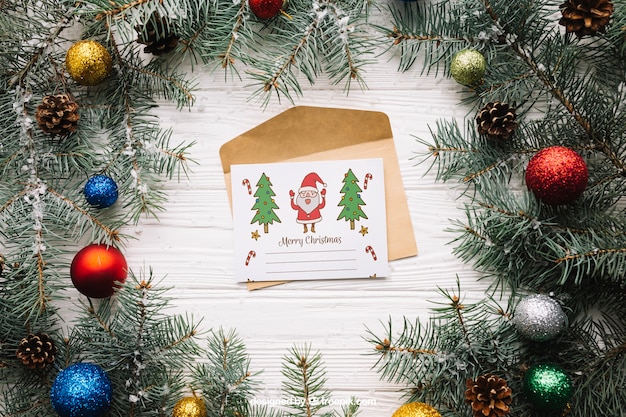 Mockup de tarjeta bonita con diseño de navidad