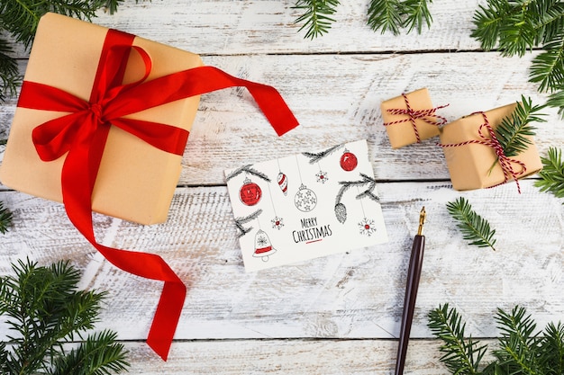 Mockup de tarjeta con concepto de navidad