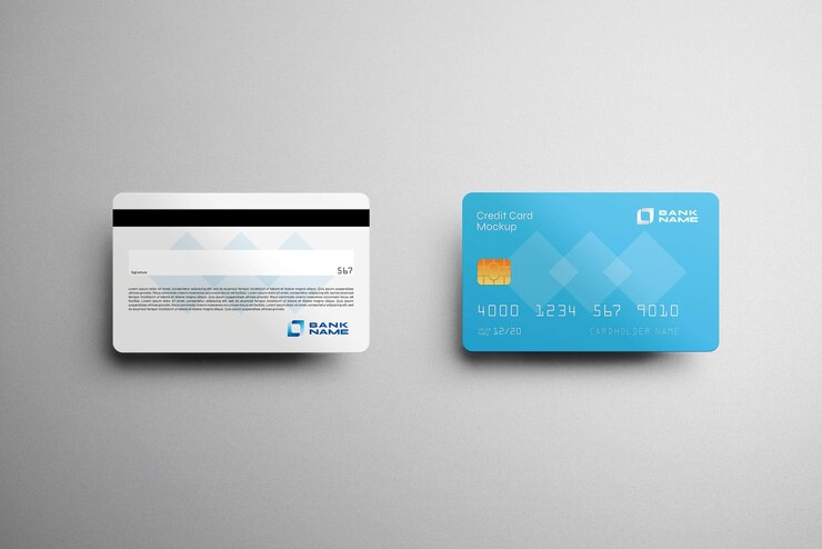 PSD mockup de tarjeta de crédito vista delantera y trasera