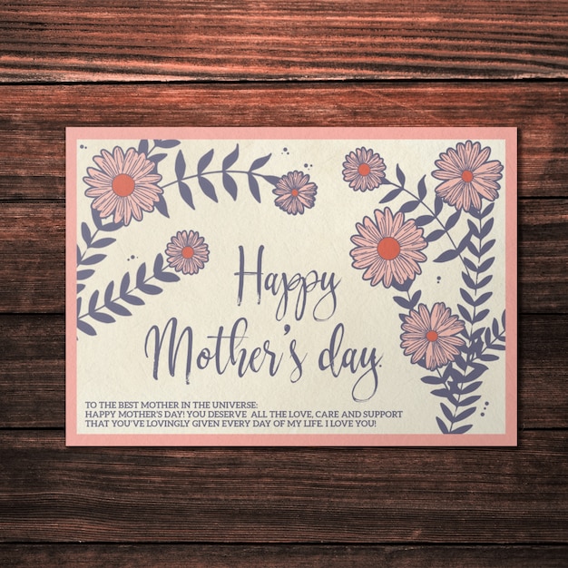 Mockup de tarjeta elegante floral para el día de la madre