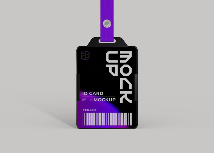 PSD mockup de tarjeta de identificación y cordón para la marca creativa
