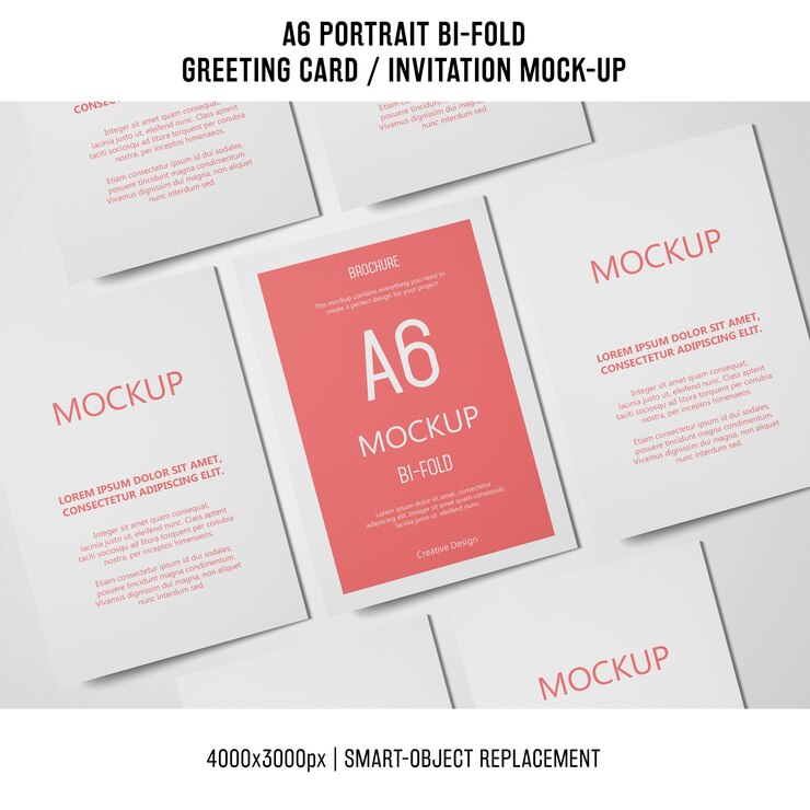 PSD mockup de tarjeta de invitación a6 doblez