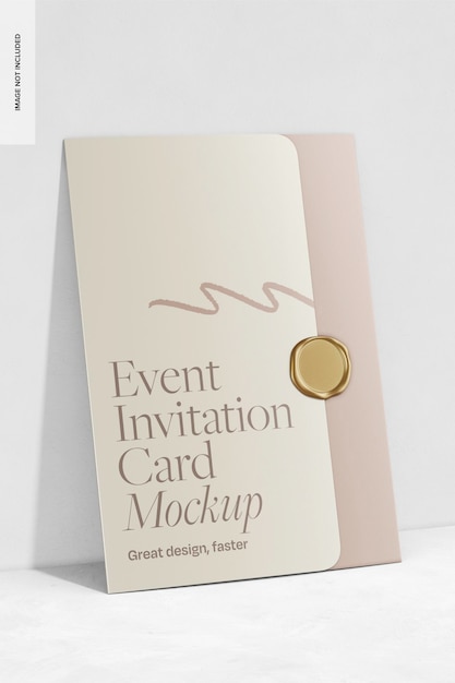 PSD mockup de la tarjeta de invitación del evento inclinado