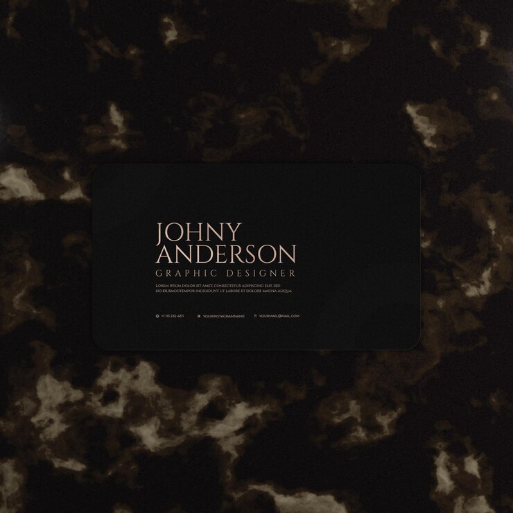 PSD mockup de tarjeta de lujo oscuro elegante con mármol