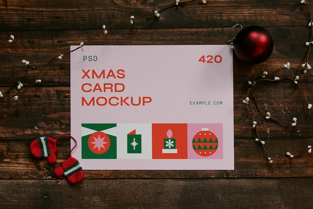 Mockup de la tarjeta de Navidad en PSD