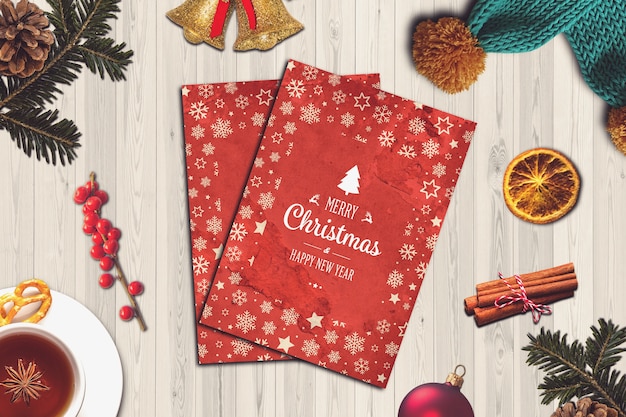 Mockup de tarjeta de navidad