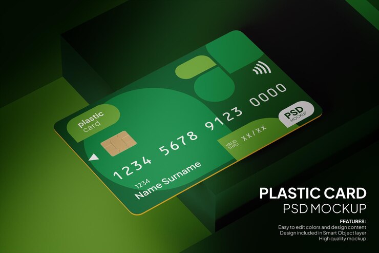 Mockup de tarjeta de plástico realista adecuado para tarjetas de crédito, tarjetasde débito, tarjeta de identificación de membresía y tarjetas voucher
