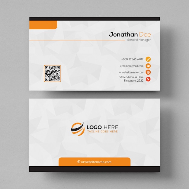 Mockup de tarjeta de visita blanca y naranja