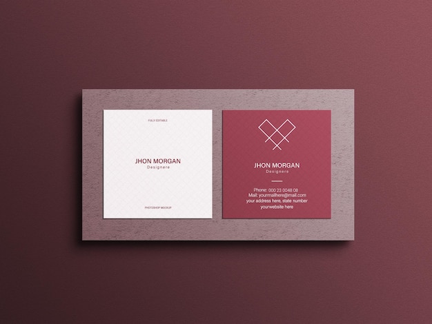 Mockup de tarjeta de visita cuadrada