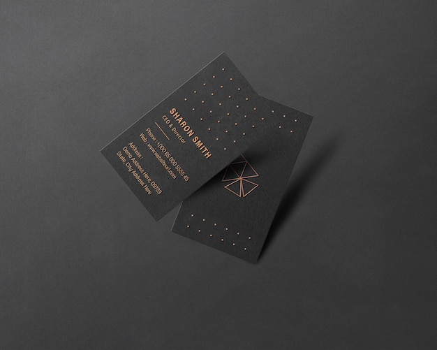 Mockup de tarjeta de visita elegante oscura