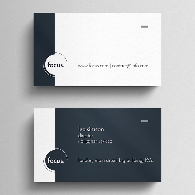 Mockup de tarjeta de visita moderna blanca y negra