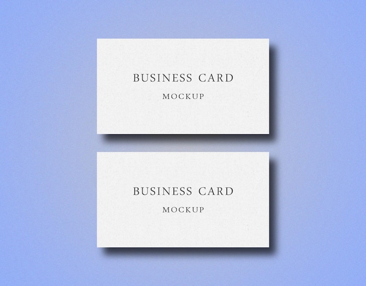 Mockup de tarjeta de visita sobre fondo azul