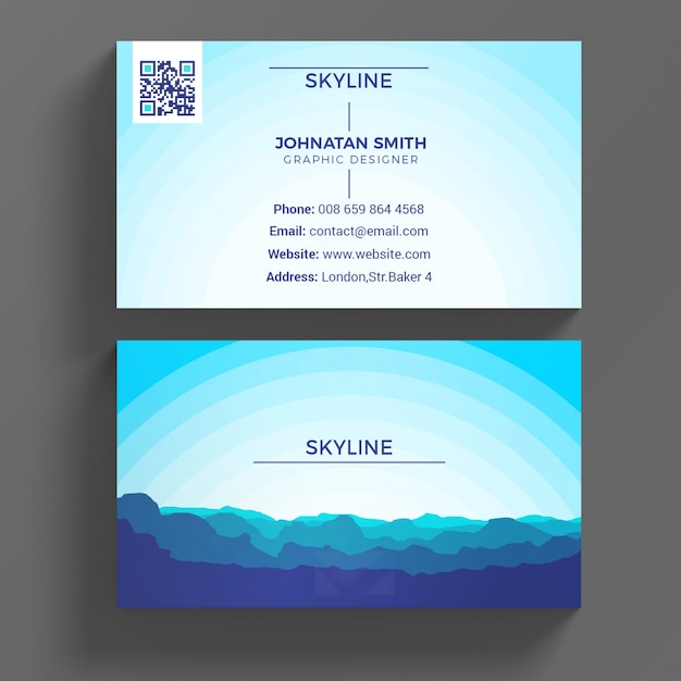 PSD mockup de tarjeta de visita en tonos azules