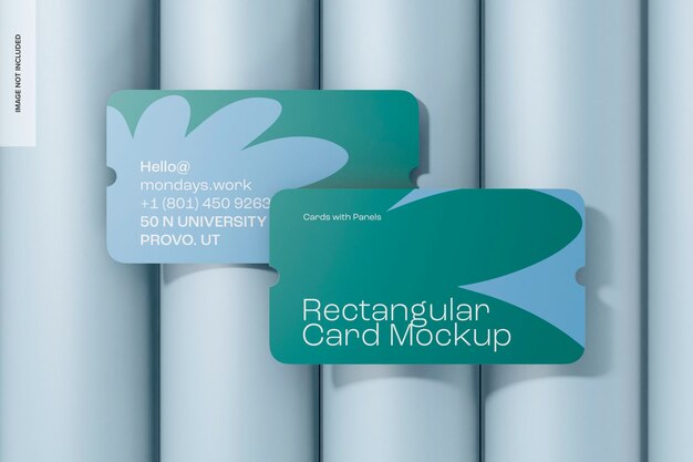 Mockup de tarjetas rectangulares de borde redondo, vista de arriba