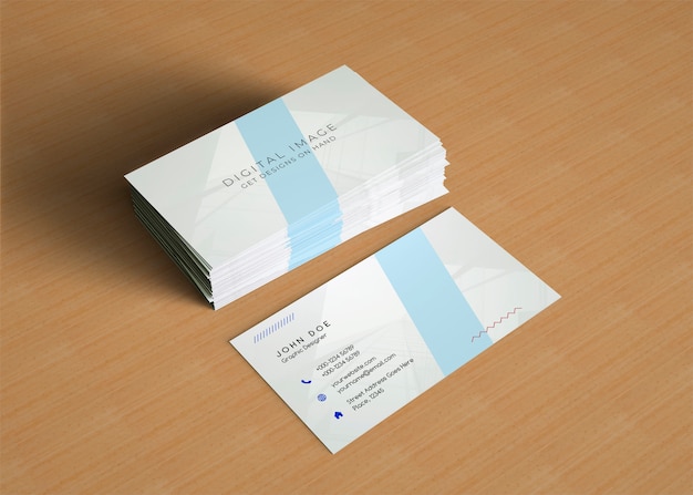 Mockup de tarjetas de visita en montón