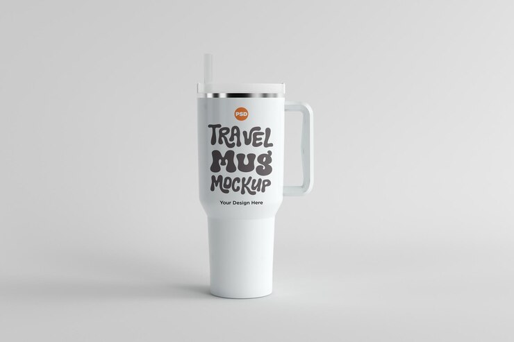 Mockup de la taza de bebida de viaje de Rambler