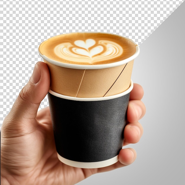 Mockup de la taza de café en la mano png