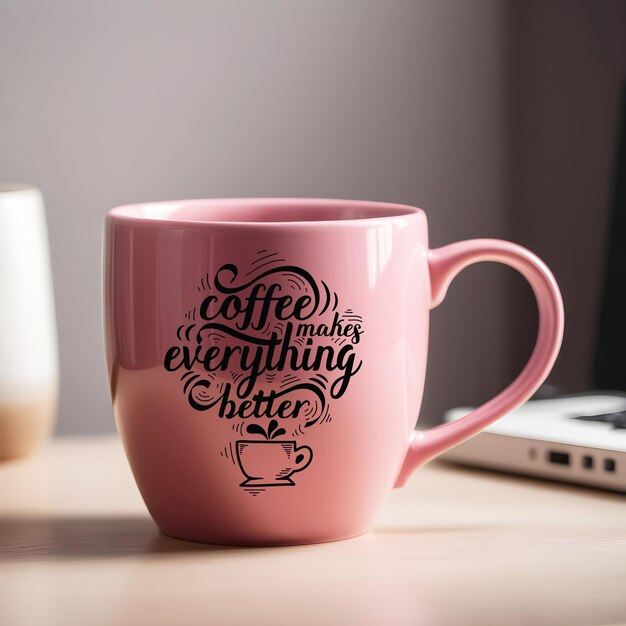 PSD mockup de taza de café rosado en formato psd