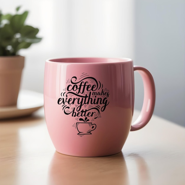 PSD mockup de taza de café rosado en formato psd