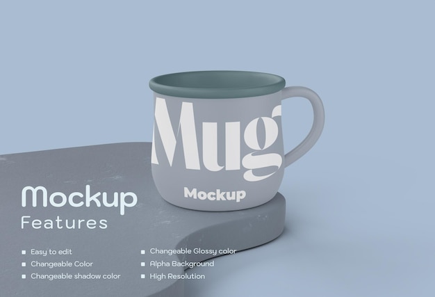 Mockup de taza esmaltada con una forma única y moderna fácil de editar