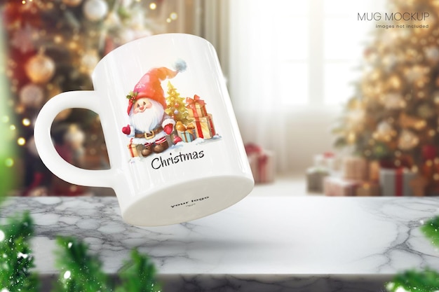 PSD mockup de taza de navidad para que usted agregue sus propios diseños y obras de arte