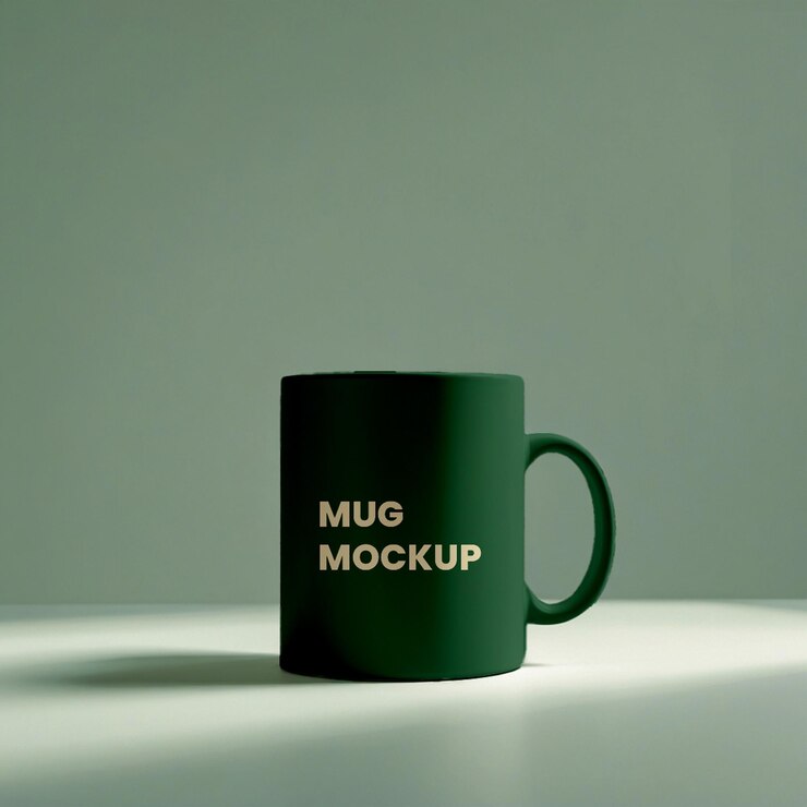 Mockup de la taza de verde oscuro