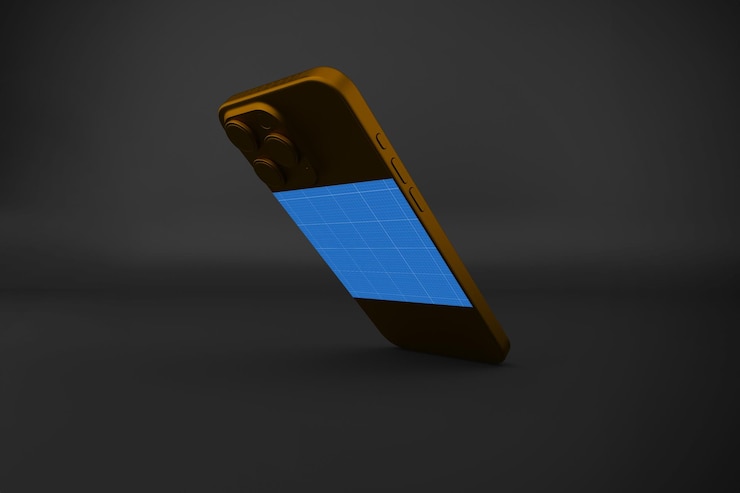 PSD mockup del teléfono 16 pro max en oro