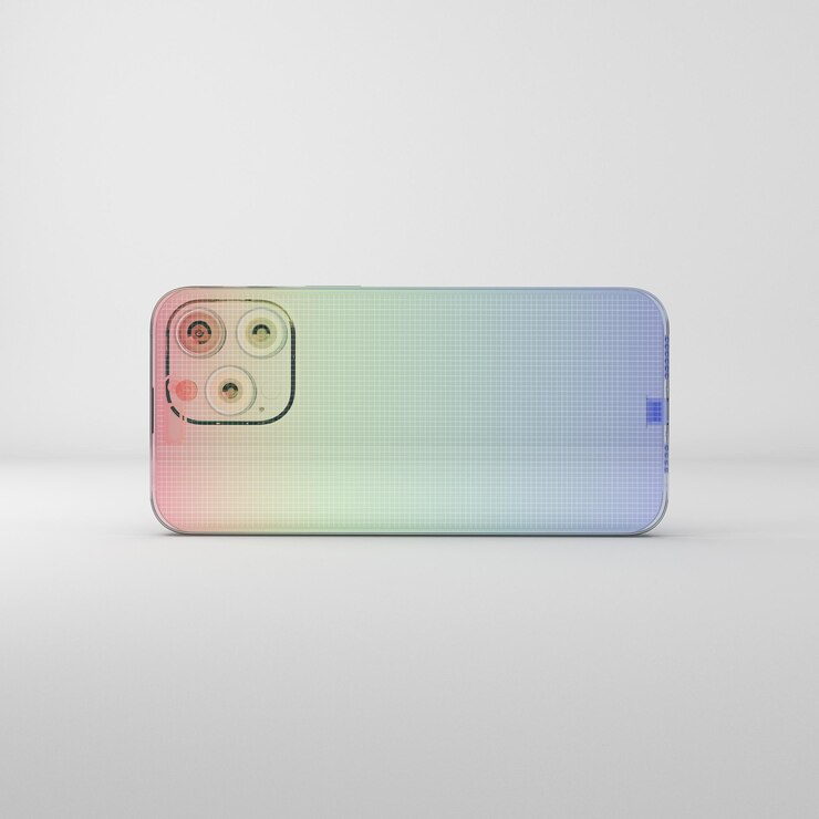 PSD mockup del teléfono gradient glass 15 pro max