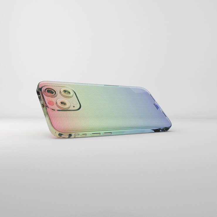 PSD mockup del teléfono gradient glass 15 pro max