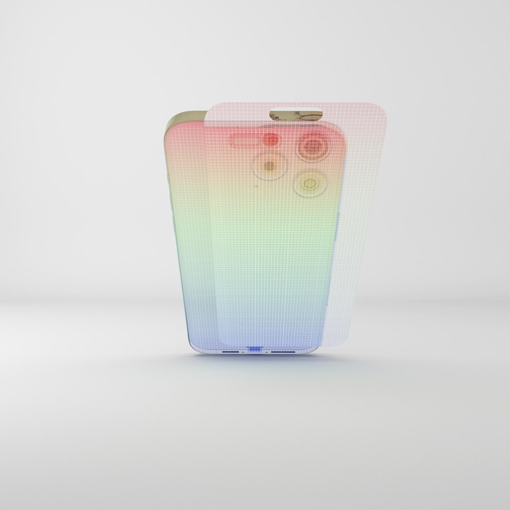 PSD mockup del teléfono gradient glass 15 pro