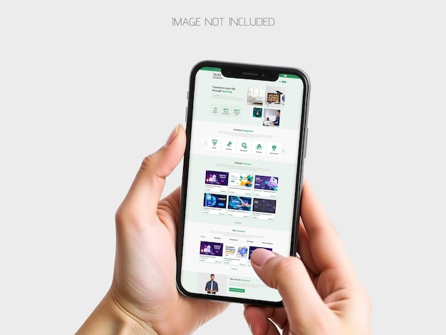 Mockup de teléfono inteligente con interfaz en línea en la pantalla