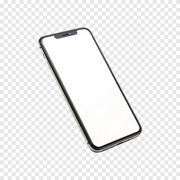 Mockup de teléfono inteligente con pantalla en blanco aislada en fondo blanco transparente 4